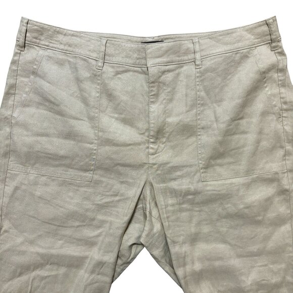 NEW NYDJ Cropped Utility Pants in Stretch Linen in Feather Tan SZ 16W - Picture 5 of 13